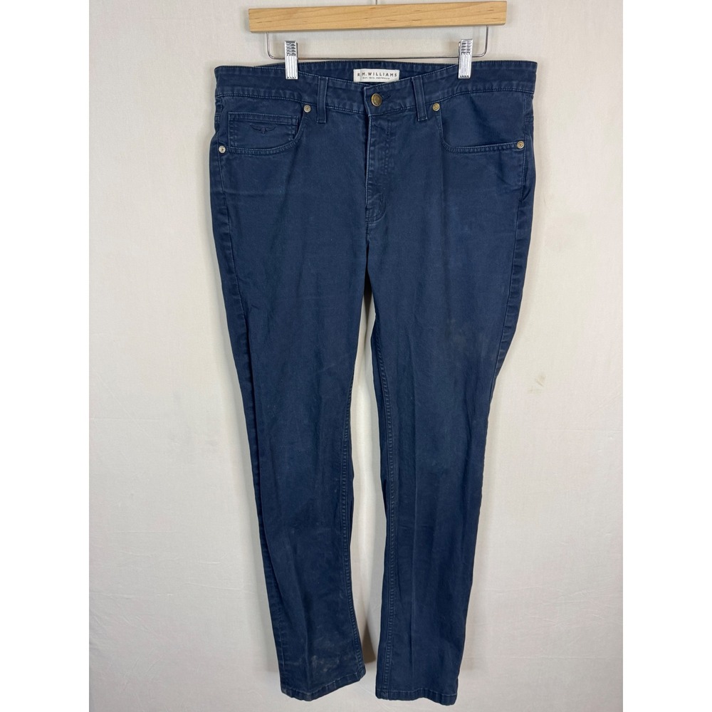RM Williams Ramco Slim Fit Navy Blue Jeans Mens 37x34 TJ175XD4501
